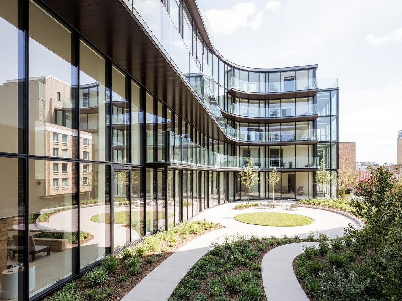 Modern London residential development with landscaped courtyard